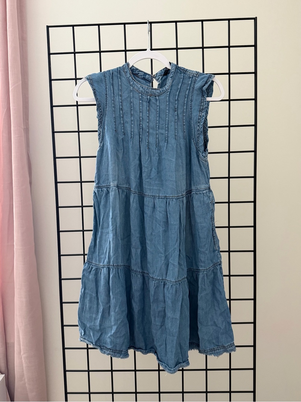 Velvet Heart Sleeveless Denim Tiered Dress - Blue